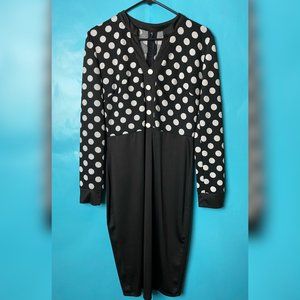 Black & White Polka Dot Long Sleeve Dress Size XL